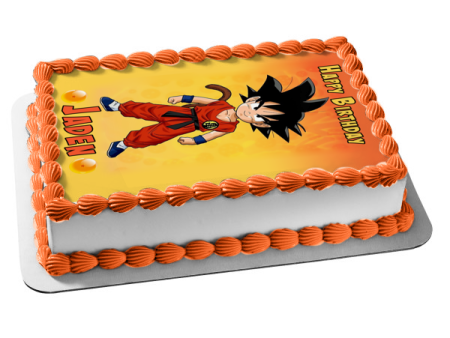 Young Goku Dbz Dragon Ball Z Anime Animated Series Happy Birthday Personalized Name Edible Cake Topper Image ABPID53185 For Discount