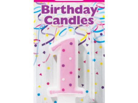 1 First Birthday (1st Birthday) Pink Dots Numeral Candle Online