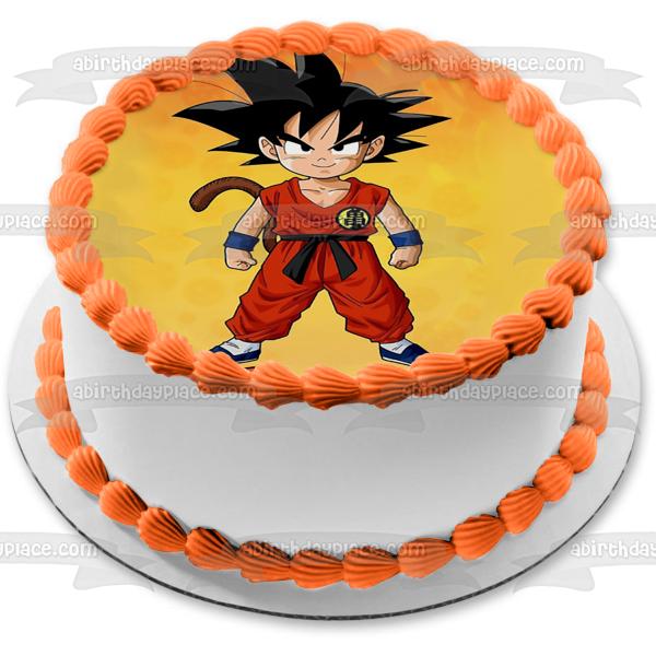 Young Goku Dbz Dragon Ball Z Anime Animated Series Happy Birthday Personalized Name Edible Cake Topper Image ABPID53185 For Discount