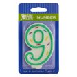 9 Green Sprinkle Numeral Candle Online now