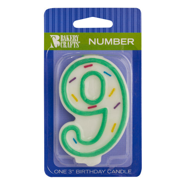 9 Green Sprinkle Numeral Candle Online now