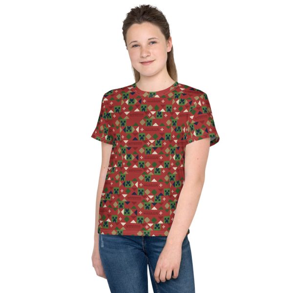 Minecraft Holiday Creeper Pattern Kids T-Shirt Online now