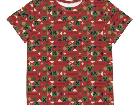 Minecraft Holiday Creeper Pattern Kids T-Shirt Online now