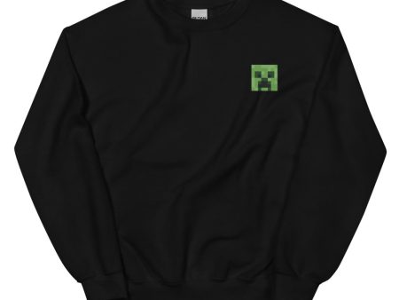 Minecraft Creeper Embroidered Adult Crewneck Sweatshirt Discount